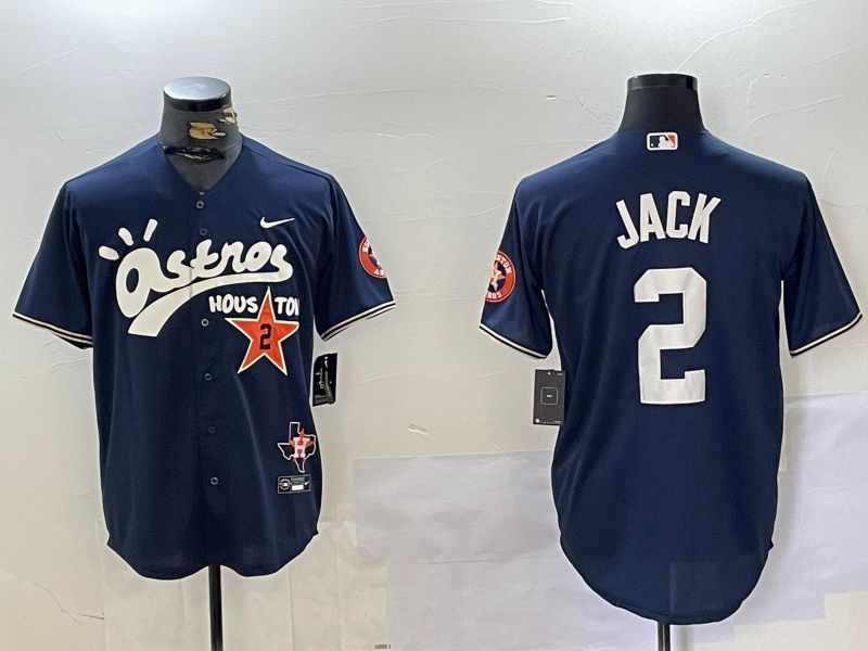 Men Houston Astros #2 Jack Blue Second generation joint name Nike 2024 MLB Jersey style 1